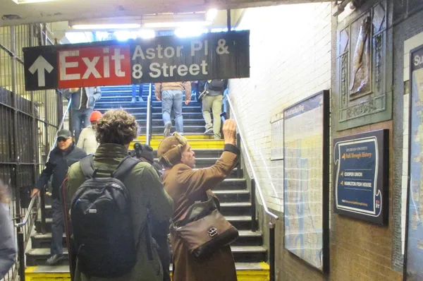 Denis Lavant shoots the beaver at the Astor Place subway station in New York